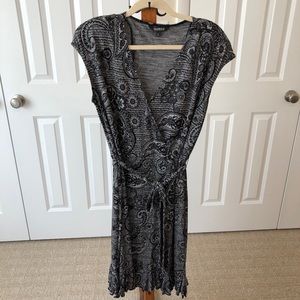 Faux wrap dress with tie belt.